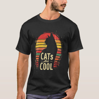 T-shirt Les chats sont cool silhouette de chat rétro