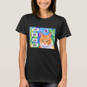 T-shirt Les chats sont ma tribu | Chat orange et fleurs (Devant)