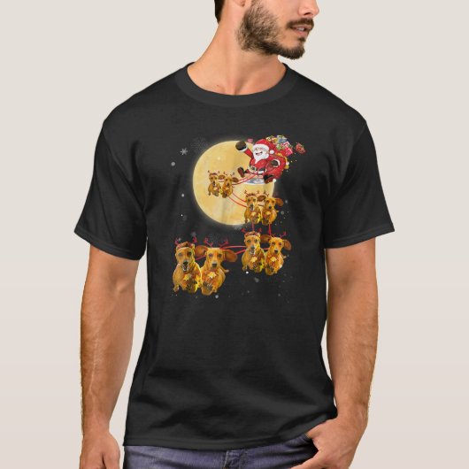 T-shirt Les Chemises de Chien Dachshund, un renne de Noël (Devant)