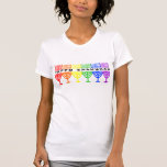 T-shirt Les chemises des femmes heureuses de Chanukah<br><div class="desc">Chanukah heureux dans une ligne de chanukiot d'arc-en-ciel (menorahs). Une conception juive de vacances pour Chanukah.</div>