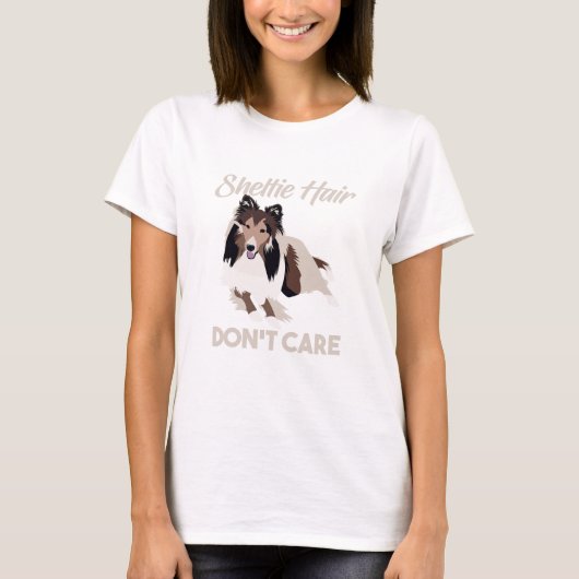 T-shirt Les cheveux drôles de Sheltie ne s'inquiètent pas (Devant)