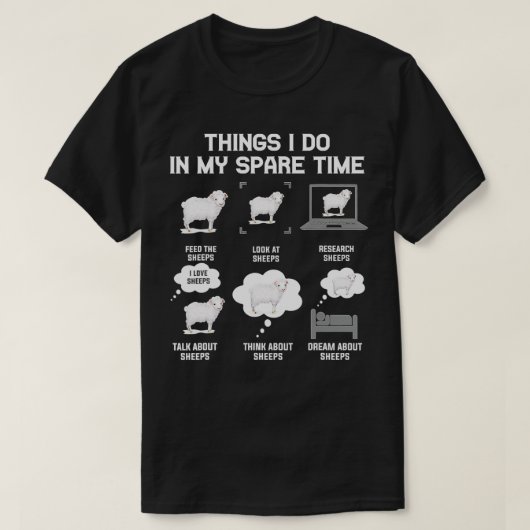 T-shirt Les choses que je fais dans mon temps libre Sheeps (Design devant)