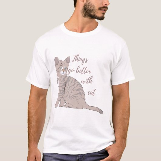 T-shirt Les choses vont mieux avec le chat (Devant)