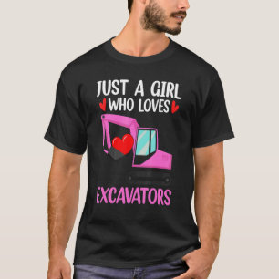 T-shirt Les Coeurs De L'Excavateur Juste Une Fille Qui Aim