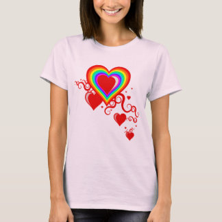 T-shirt les coeurs se chamaillent. rainbowz.