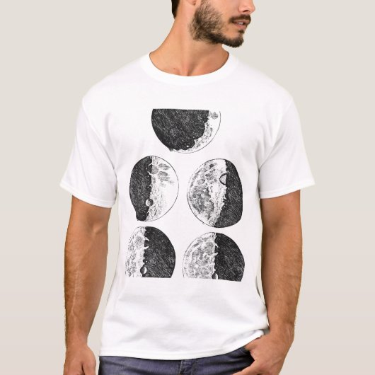 T-shirt Les dessins de Galileo des phases de la lune (Devant)