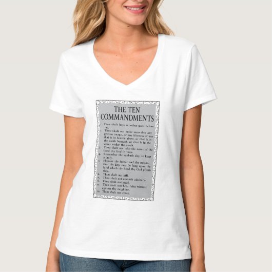 T-shirt Les Dix Commandements La Bible Femme V-Neck (Devant)
