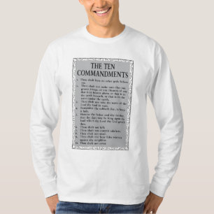 T-shirt Les Dix Commandements La Bible Mens Longue Sleeve