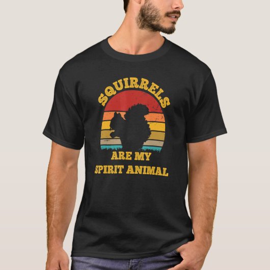 T-shirt Les écureuils sont mon esprit Animal Retro Sunset  (Devant)