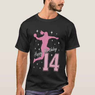 T-shirt Les enfants 14e anniversaire handball jouant fille