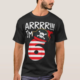 T-shirt Les enfants Arrr JE SUIS 6 Thème de pirate cool 6e