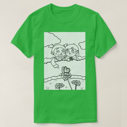 T-shirt Les enfants trouvent un papillon comme des livres  (Design devant)
