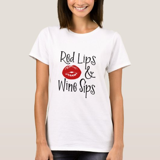 T-shirt Les énonciations "lèvres et vin rouges de vin (Devant)