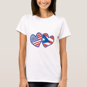 T-shirt Les Etats-Unis et coeur de drapeau de Porto Rico