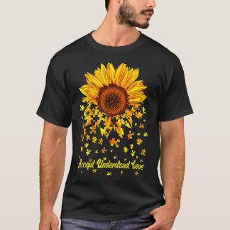 T-shirt Les Femmes Acceptent Comprendre L'Amour Tournesol 
