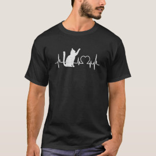 T-shirt Les femmes aiment chat battement de coeur femmes f