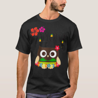 T-SHIRT LES FEMMES CUITE TROPICAL HAWAIIAN OWL LUAU CADEAU