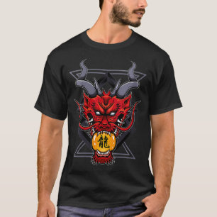 T-shirt Les femmes Demon dragon tête kanji sho rouge lézar