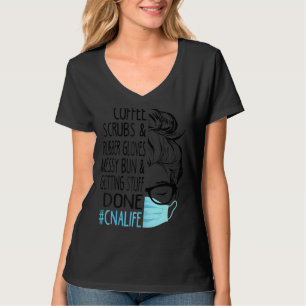 T-shirt Les Femmes Dy Coffee Scrubs Et Gants En Caoutchouc