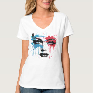 T-shirt les femmes font face à des couleurs éclatantes