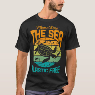 T-shirt Les Femmes Gardent La Mer Plastique Libre De Dire,