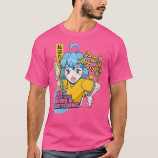 T-shirt Les Femmes J'Aime Vraiment L'Anime Et L'Esquisse D
