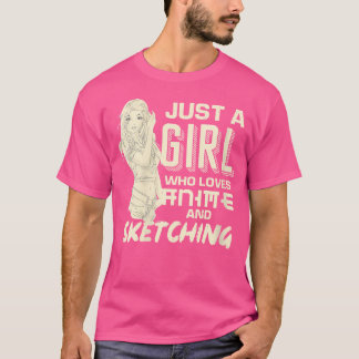 T-shirt Les Femmes Manga Juste Une Fille Qui Aime L'Anime