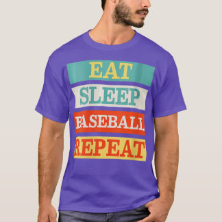 T-shirt Les femmes mangent Sleep Baseball Répéter Joueur D