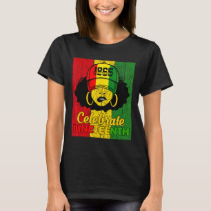 T-shirt Les femmes noires Messy Bun JunetDix Célébrent Ind