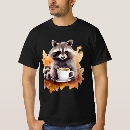 T-shirt Les feuilles d'automne tombent le joli raton laveu (Devant)