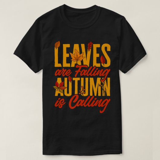 T-shirt Les feuilles tombent l'automne appelle le Citrouil (Design devant)