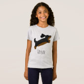 T-Shirt Les filles adorent le chien noir dachshund Dessin  (Devant entier)