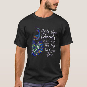 T-shirt Les filles aiment les paons Plume colorée de paon