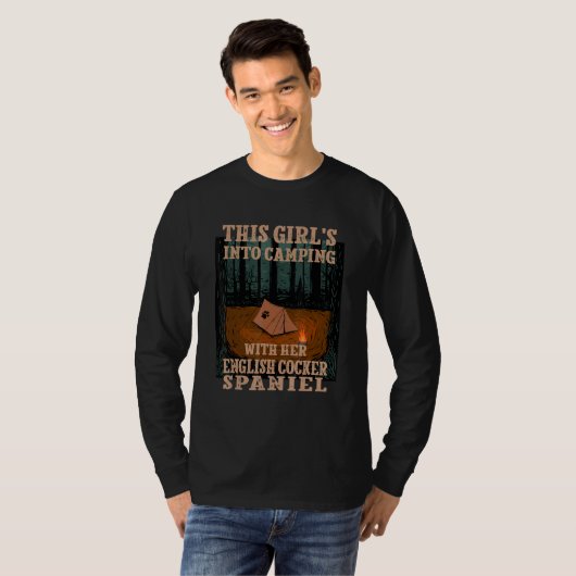 T-shirt Les Filles En Camping Avec Son Cocker Anglais Espa (Devant entier)