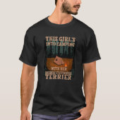 T-shirt Les Filles En Camping Avec Son Staffordshire Améri (Devant)