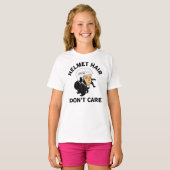 T-shirt Les filles Hockey Casque cheveux ne se soucient pa (Devant entier)