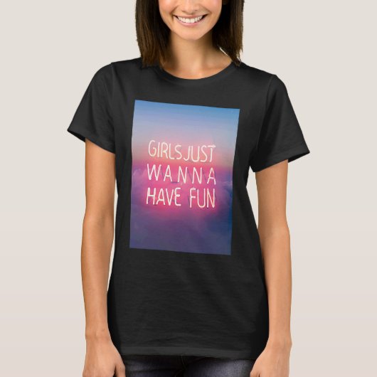 T-shirt Les Filles Juste Veux Avoir Amusant Pastel Neon Lu (Devant)