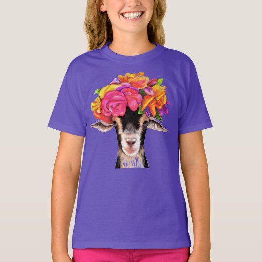 T-shirt Les filles Tee Posey la chèvre. (Devant)