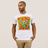 T-shirt "Les Fleurs Oranges" Belle Peinture. Commandez dès (Devant entier)