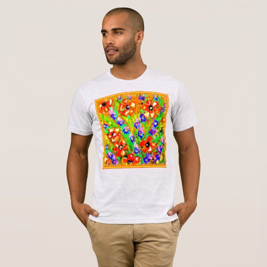 T-shirt "Les Fleurs Oranges" Belle Peinture. Commandez dès (Devant entier)