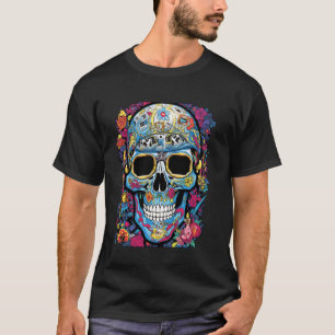 T-shirt Les fleurs rebelles Fleurs Funky Edgy Skull et Fle