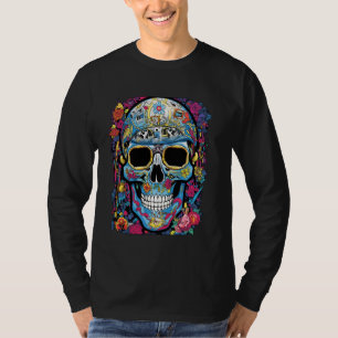 T-shirt Les fleurs rebelles Fleurs Funky Edgy Skull et Fle