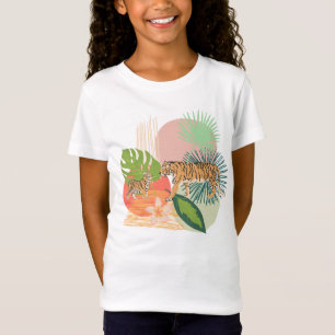 T-Shirt Les fleurs tropicales de tigres impriment l'art