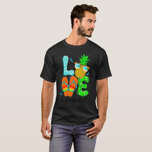 T-shirt Les flipflops d'ananas aiment la femme d'été Premi (Devant entier)