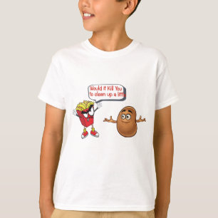 T-shirt les fritures indiquant la pomme de terre crue