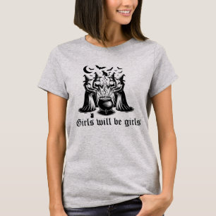 T-SHIRT LES FUNNY HALLOWEEN GIRLS SERONT DES FILLES TÉMOIN