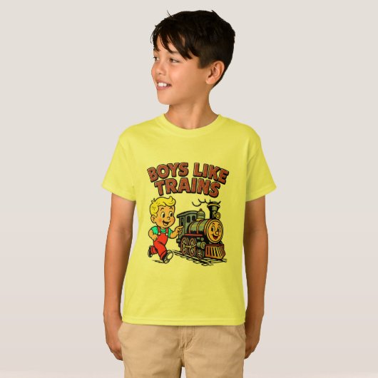 T-shirt Les garçons aiment les trains (Devant entier)