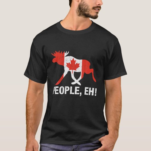 T-shirt Les Gens ! Funky Canadian Moose Maple Leaf Canada (Devant)