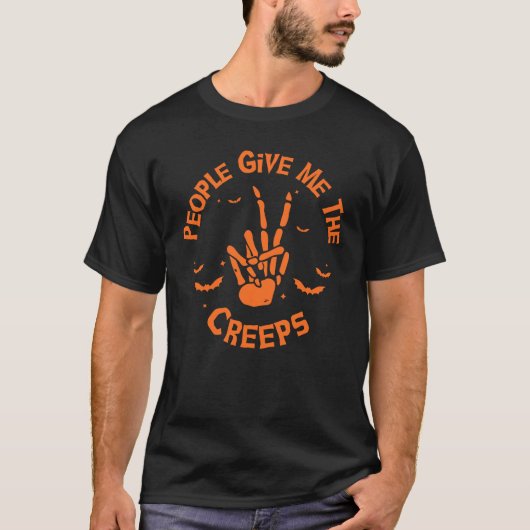 T-shirt Les Gens Me Donnent Des Creeps, La Main De Squelet (Devant)
