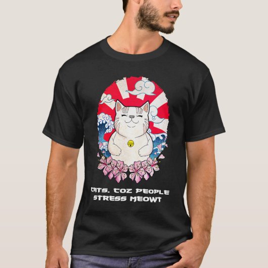 T-shirt Les gens Stress Meowt Chat Motivation Citation Kit (Devant)